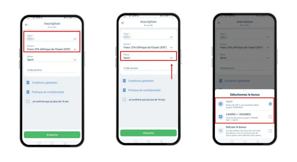 Comment créer un compte 1xBet avec code promo