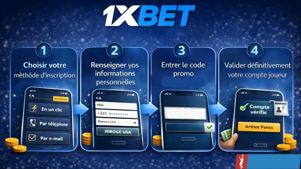 Inscription et connexion sur 1xBet Cameroun APK
